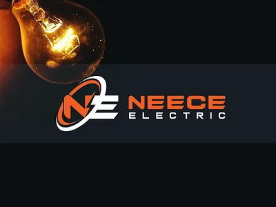NEECE ELECTRIC design flat illustration logo minimal typography vector