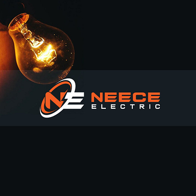 NEECE ELECTRIC design flat illustration logo minimal typography vector