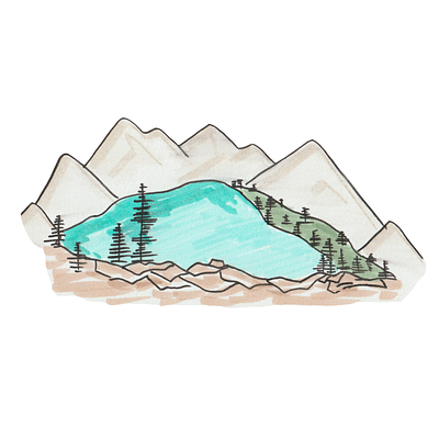 Alpine Lake design illustration sticker