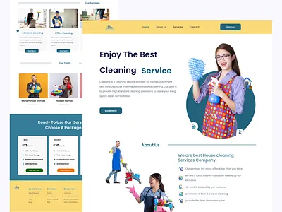 cleaning service landing page branding design figma landing page logo ui xd