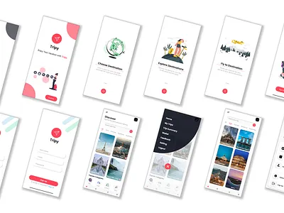 Tripy - The Traveling Mobile App UX Design with Adobe XD adobexd design figma mobileapp mobileappdesign mobiledesign ui uiux visual design