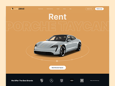 LUX/DRIVE - Electric Car Rental - Hero automotive car concept design electric exclusive exclusivity figma hero high end landingpage luxury porsche premium rent rental sport tesla ui website