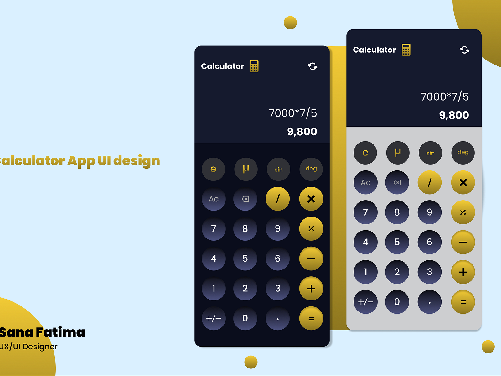 Calculator App UI Design by Sana Fatima on Dribbble