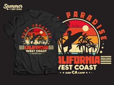 Surf Paradise – California West Coast T-Shirt Design graphic design retro aesthetic tshirtdesign