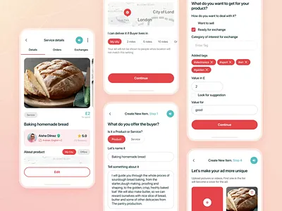 Managing orders for social marketplace, HokoHoko app animation app cards design figma input ios marketplace settings steps tabs ui user interface ux
