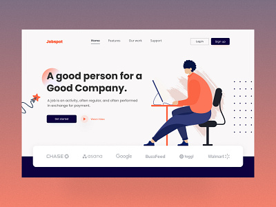 job finding Landing Page animation branding design illustration landing page ui visual design web design website design