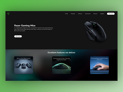 Razer Product Page - Web Design adobe app branding design figma gaming illustration landing logo mouse page razer ui ux vector webpage website