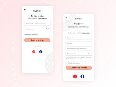Login and register screens - Bubblet app design figma iniciar sesion interface login pantallas de login register registro ui ux vector