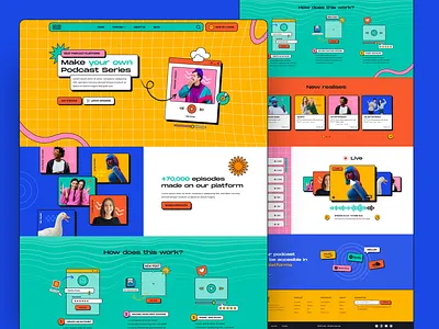 Podcast Retro Web UI color daily design illustration interface modern music podcast retro shapes trend trending ui web website