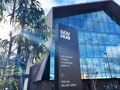 Ballarat Government Hub - Finished Art Production ballarat design journey signage simple type user wayfinding
