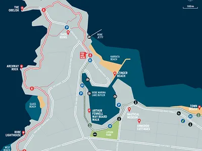 District Council of Robe - Wayfinding Map Design bold branding colour journey layout map mapping sign signage town type user wayfind wayfinding