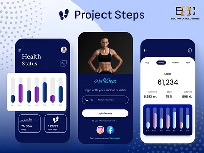 Project Steps App android app app designing app development appdesign b2cinfosolutions design illustration ui ux