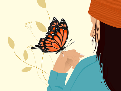 Girl & Butterfly beautiful butterfly colourfull flower girl insect