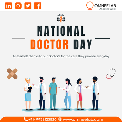 Happy National Doctor's Day Omneelab eWMS animation branding design graphic design illustration logo typography ui ux vector