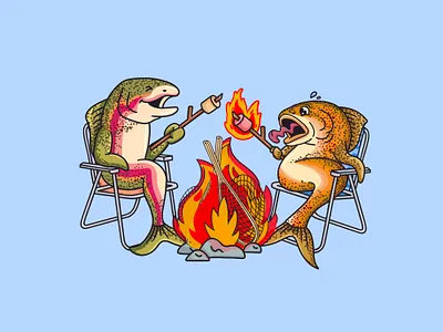 Camping branding camp camp logo camping camping design camping logo character design design fish fish design fish logo graphic design illustration logo logo design ui ux vector