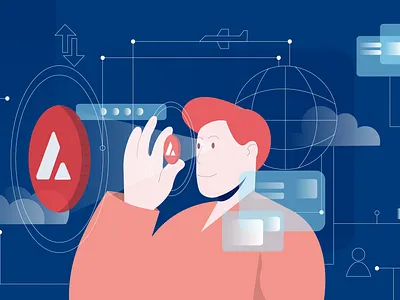 AVAX CRYPTO ILLUSTRATION FOR THE ATOMIC WALLET BLOG blog blog post branding business illustration crypto cryptocurrency flat future illustration minimal sci fi token vector web
