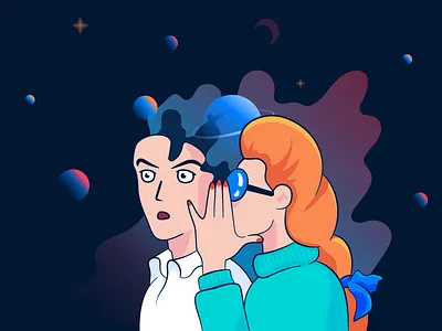 Secret boy brain explosion business design digital girl illustration illustrator planets secret space trainingspace ts vector whispers