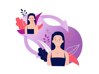 Facial skin care clean skin design flat pimples poster skincare transformation vector