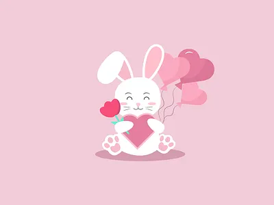 Cute bunny bunny gift graphic design heart illustration illustrator love rose valentinesday vector