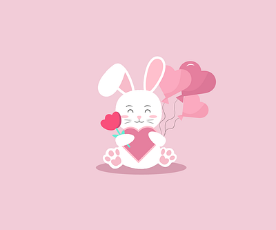 Cute bunny bunny gift graphic design heart illustration illustrator love rose valentinesday vector
