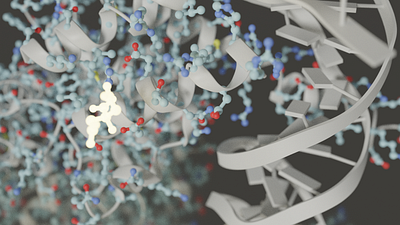 Interaction between protein and DNA cover art graphic design illustration molecular biology science scientific illustration