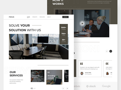 FOCUS - Consultants Landing page agency branding brown business clasic clean consult consultant design landing page layout marketing modern simple trending ui uiux ux web website