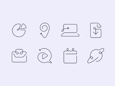 Icons one line calendar case digital file import geolocation graphic design icon icons icons one line illustration illustrator notebook one line planet trainingspace ts vector video тренингспэйс тс