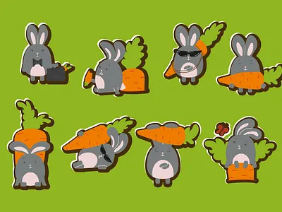 Cute stickers bunny bunny cute design stickers vector