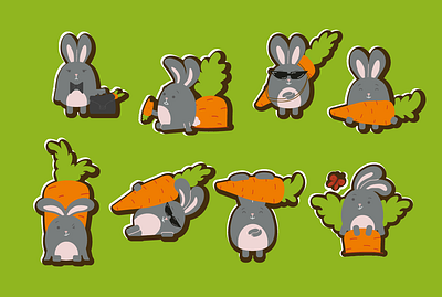Cute stickers bunny bunny cute design stickers vector