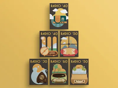 Retro Radio 20s 30s 40s 50s 60s illustration poster radio retro vector