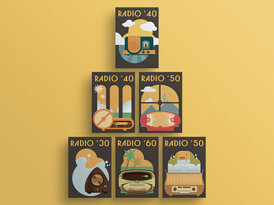 Retro Radio 20s 30s 40s 50s 60s illustration poster radio retro vector