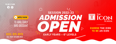 ADMISSION OPEN BANNER | THE ICON SCHOOLS banner branding design education graphic design illustration logo panaflex typography