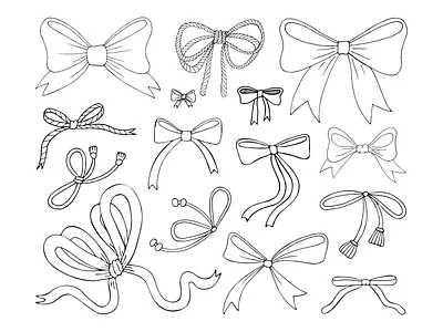Set of ribbon bows line element