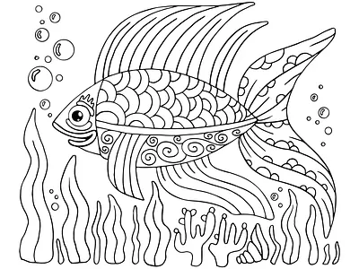 Fish coloring page. element