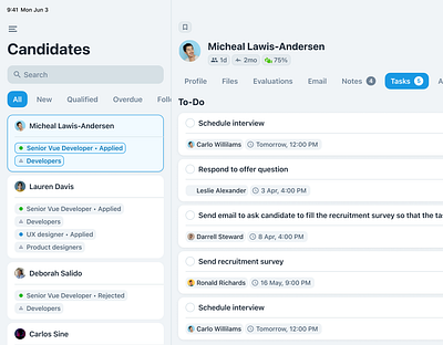 Candidate Directory & Profile Task View by usrnk1 on Dribbble