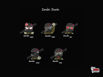 Zombie Twitch Emotes cartoon design emoji emote emotes illustration twitch twitchemote twitchemotes