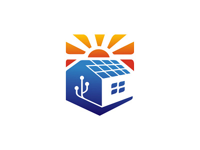 House, electric, solar panel logo building electricity energy green home house icon logo logo design logomark power property real estate smart solar panel
