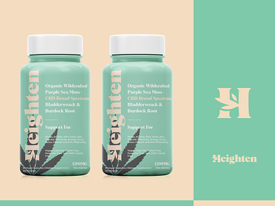 Heighten - CBD Supplement Brand Identity beauty brandi identity branding cannabis cbd h hemp label leaves logodesigner mark natural packaging supplement symbol