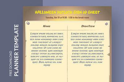 Halloween Sign Up Sheet Free Google Docs Template doc docs document food google halloween ms planner print printing template templates word