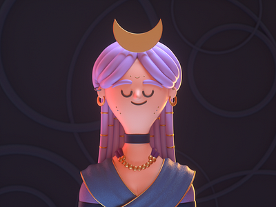 Witch 3d c4d character design girl illustration magic moon render witch