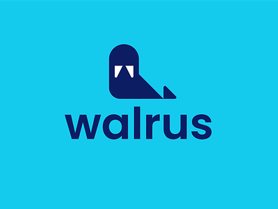 walrus animal character clever creative cute logo macot minimal ocean sea simple technology walrus
