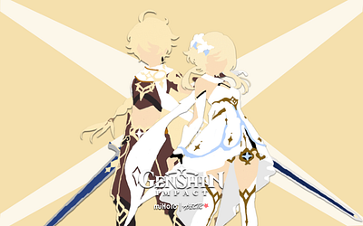 Lumine & Aether | Genshin Impact | Minimalist Wallpaper Design graphic design illustration minimalist