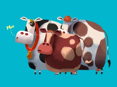 Cows animal book characters children countryside cow farm funny illustration kids nature song