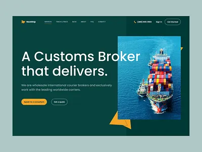 NextShip Landing Page Design branding broker bytestechnolab courier design figma landingpage minimal shipment typography ui uiux webdesign websitedesign