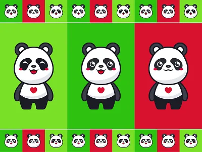 Happy Panda cute expressions illustration panda
