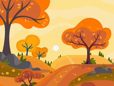 Autumn Breezes acadia animation autumn breeze caroton color fall illustration landscape leaf nationalpark nature scenery tree