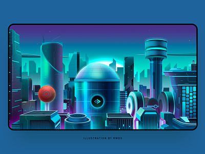 Futuristic city city crypto cyberpunk futuristic illustration landscape nft ps vector