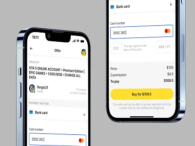 Buying a game account app design typography ui