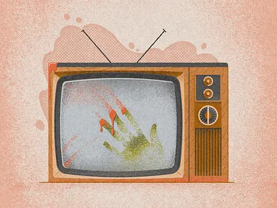 Poltergeist - Fright Fall Challenge blood frightfall ghost halloween hand happyhalloween hellsjells illustration poltergeist retro textures retro tv retrosupply retrotv scary televistion tv