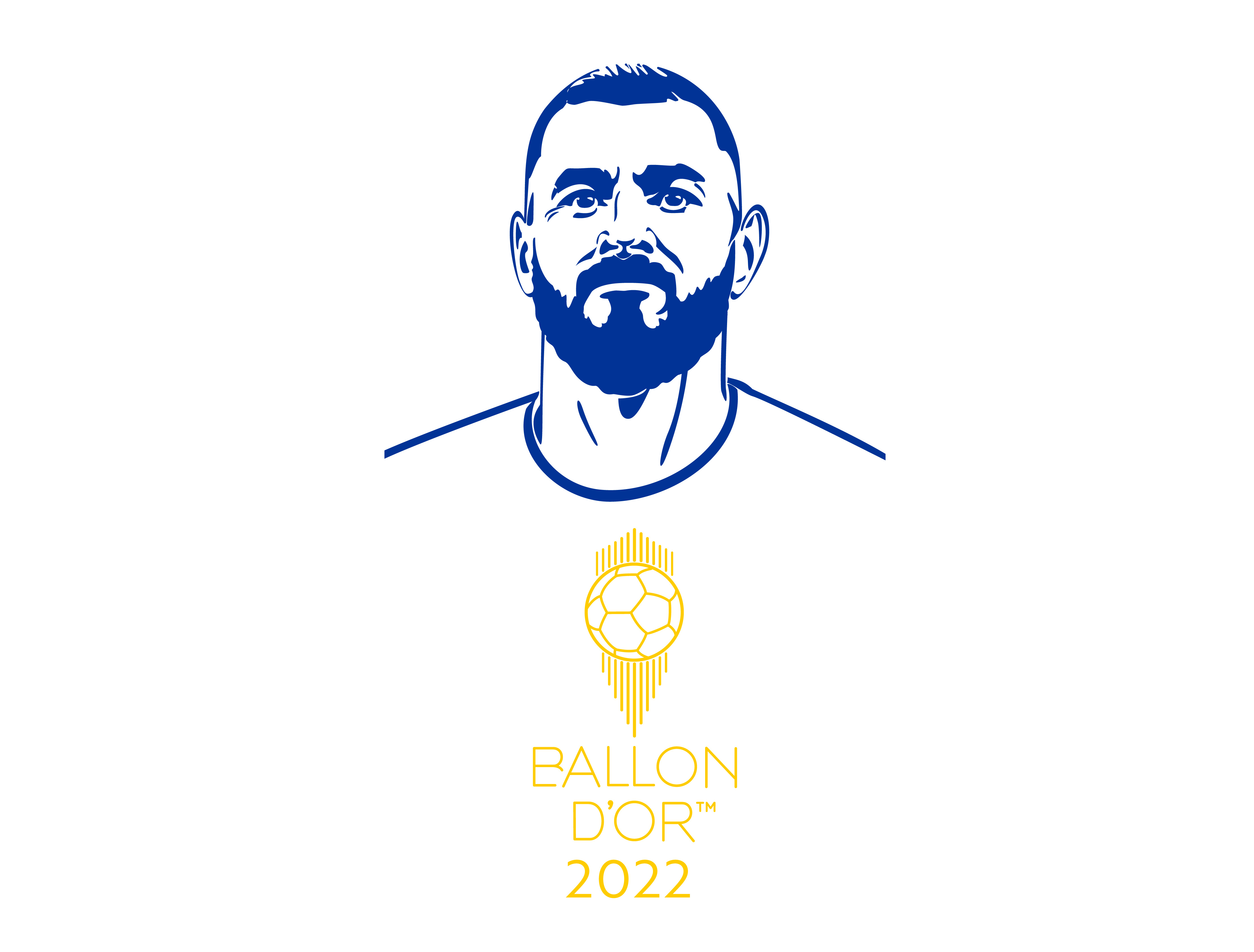 Ballon d'Or winner 2022 Karim Benzema (France, Real Madrid) branding character design face football france graphic illustration logo player portrait real madrid ui vector winner
